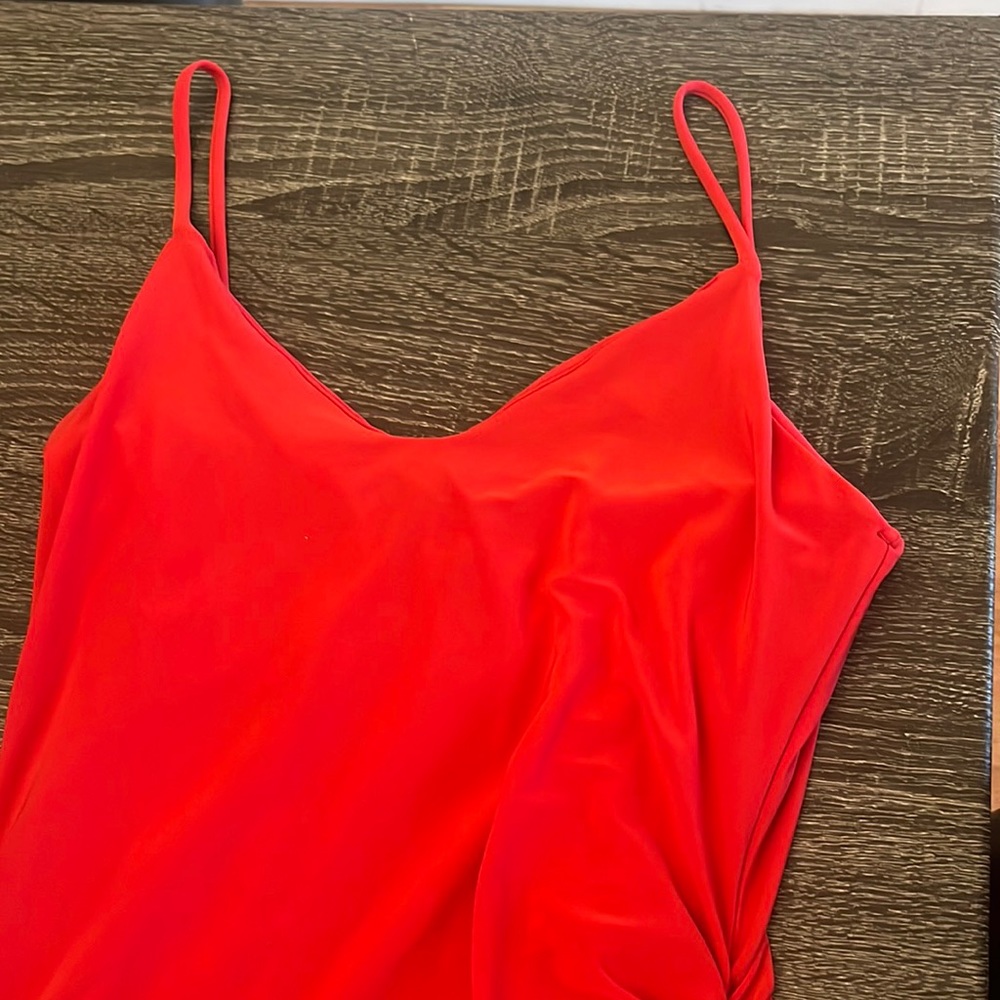 red fitted dress